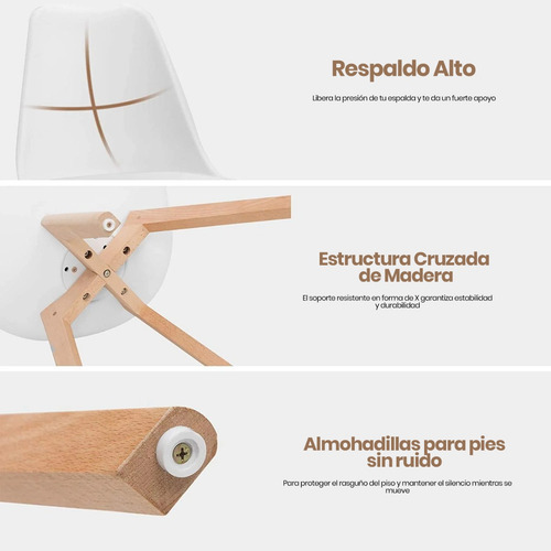 Imagen 6 de 7 de Pack 4 Silla Eames/tulip Acolchada Tulip Gris