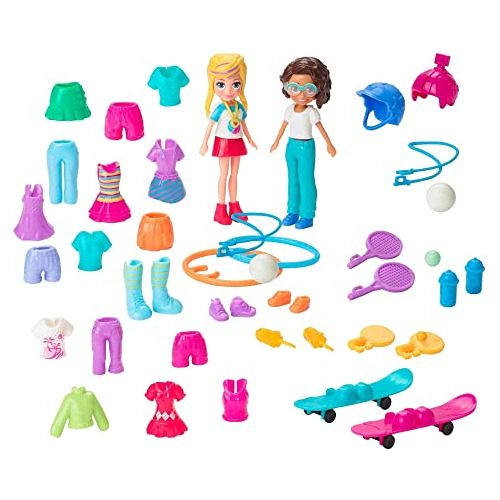 Paquete Deportivo De Polly Pocket Con Muñecas Polly Y Lila Y