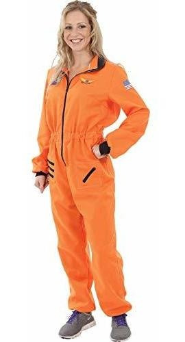 Disfraz De Traje De Fantasía De Astronauta Naranja De Mujer