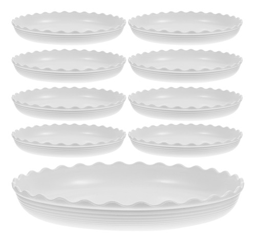 Plato Redondo Para Macetas, Color Blanco, 10 Unidades