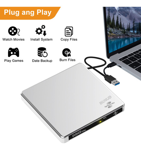 External Cd/dvd Drive Bunud Lightscribe For Laptop Mac Windo