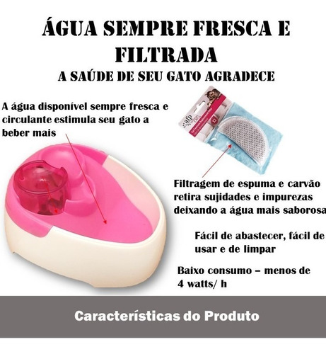 Imagem 2 de 8 de Bebedouro Fonte Gatos Fresh Flow Afp + 2 Filtros Refil