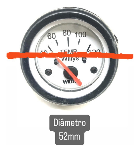 Termômetro Elétrico Água 52mm Jeep Willys Fundo Branco