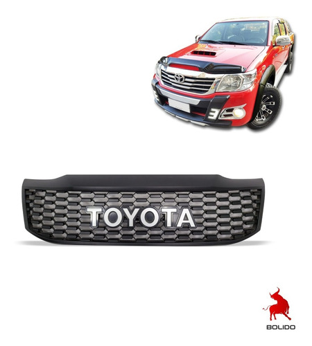 Rejilla Mascara  Negra Con Logo Toyota Hilux Vigo 2012 -2016