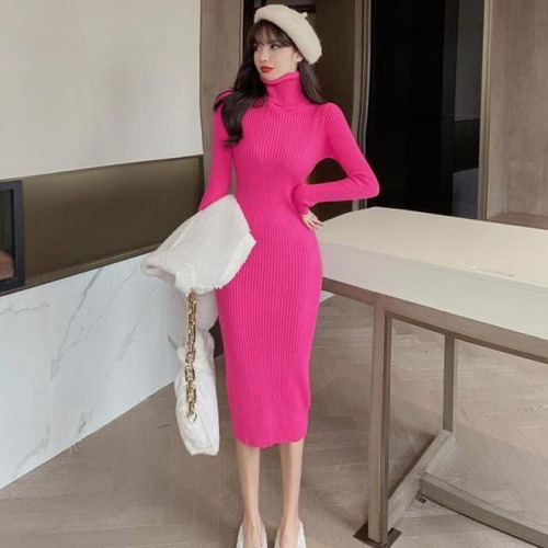 Elegante Vestido Tipo Suéter De Punto Con Cuello Alto Para M
