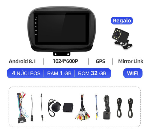 Estéreo 1+32gb Cámara For Fiat 500x 2016-2022 Gps Wifi Bt
