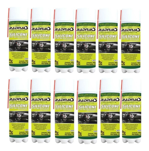 12x Silicone Spray Radnaq 300ml Carros Esteiras Couro