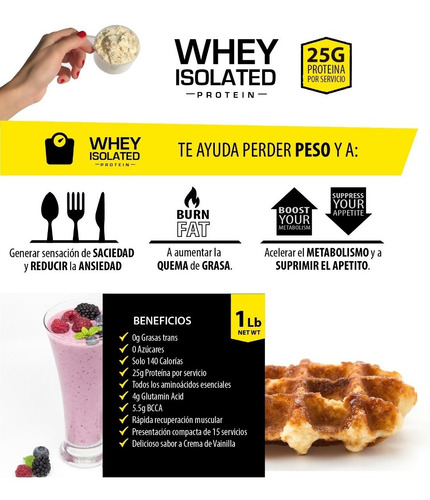 Imagen 2 de 4 de Proteina Limpia Whey Iso 100% Natural 25g Bcca Glutamina