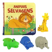 Comprar Animais Selvagens Livro Diversão No Banho Historia E  4 Animais De Borracha