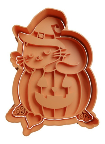 Gato En Calabaza De Halloween 2 Cortante Para Galletas