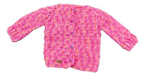 Chaleco Niña Tejido A Crochet: Rosado-fucsia