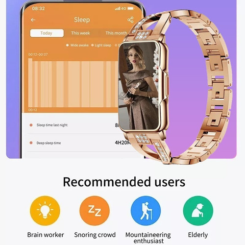 Imagen 5 de 8 de Reloj Inteligente Mujer H80 Deportivo Moda Smart Band 1,47