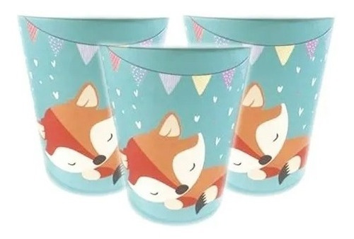 Kit Zorro Zorrito Platos Vasos Servilletas Descartables