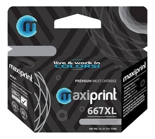 Cartucho 667xl Marca Maxiprint Negro Compatible Con Hp