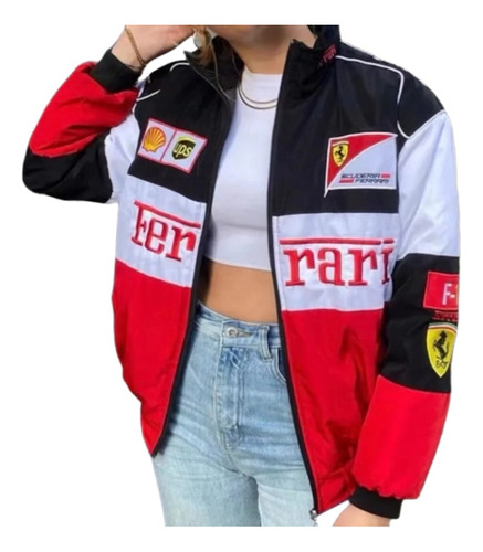 Vintage Chaqueta De Carreras De Motos De Otoño De Ferrari A