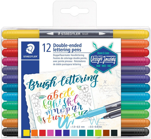 Marcadores Lettering Staedtler Brush Pen Set X12 Doble Punta