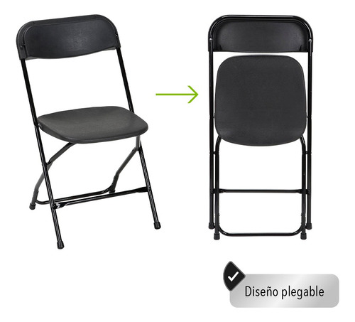 Set De 10 Sillas Plegables Para Eventos Color Negro Gardecor