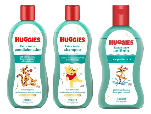 Kit Shampoo+cond+colônia Huggies Extra Suave-3 Itens