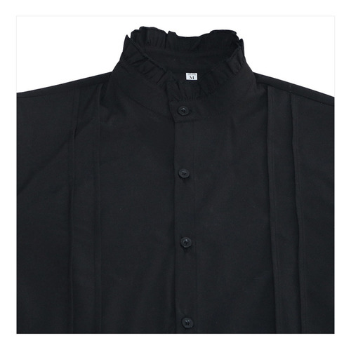 Elegante Manga Larga Con Cuello Alto Y Botones De Encaje Par