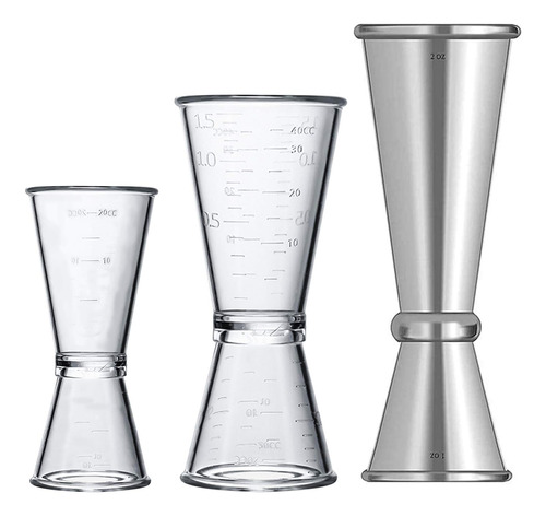 Juego De 3 Vasos De Chupito De Medición De Cóctel De Plástic