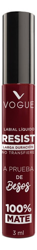 Labial Liquido Vogue Resist Larga Duracion Acabado 100% Mate Acabado Mate Color Atrevida