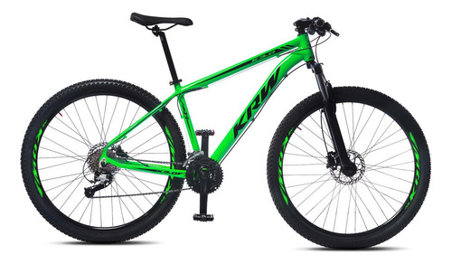 Bicicleta Aro 29 Krw Alum 27v Shimano Acera Hidrál Trava S31 Cor Verde/preto
