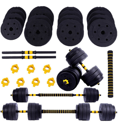 Barra Anilha Halter Dumbbell Kit Musculação Completo - 40kg