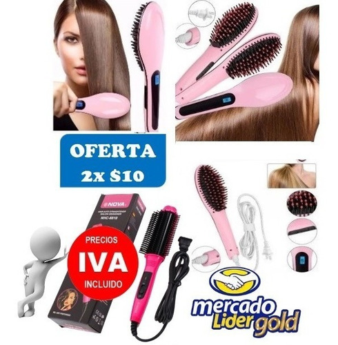 Imagen 1 de 6 de Plancha De Cabello Cepillo Alizador Electrico Pantalla Lcd