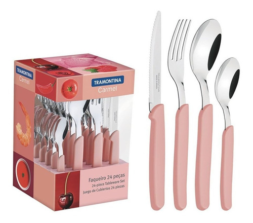 Cubiertos Carmel Tramontina Juego 24 Pzas Cocina Set Colores