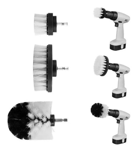 Imagen 1 de 10 de Kit 3 Cepillos Forma De Pad Limpieza Tapizados Para Taladro