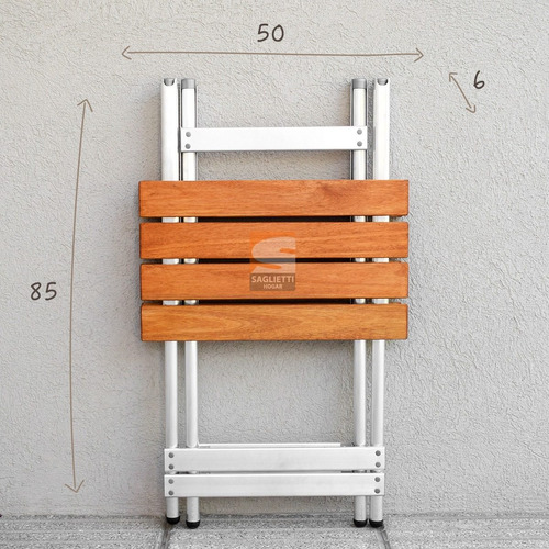 Imagen 7 de 10 de Mesa Plegable Chica 60x50 + 2 Sillas Aluminio Madera Calidad