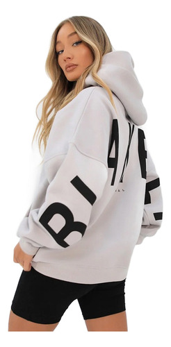 Sudadera Con Capucha Holgada Con Letras Para Mujer