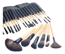 Comprar Set De 24 Brochas Y Pinceles De Maquillaje Profesional +estuche De Cuero Ecologico - Excelente Calidad 