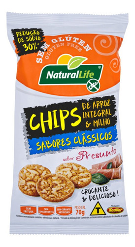 Chips De Arroz Integral E Milho Presunto 70g Natural Life