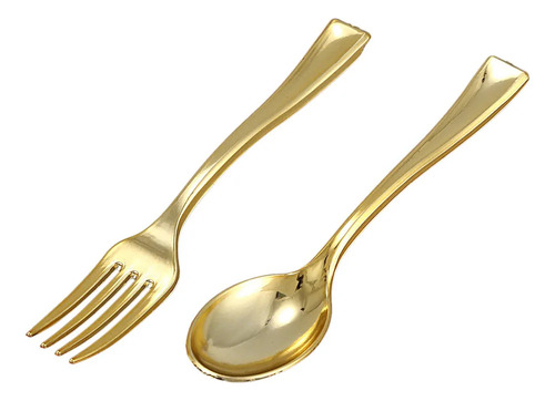Hel 144 Cucharas De Plástico Desechables Doradas Y 72 Piezas