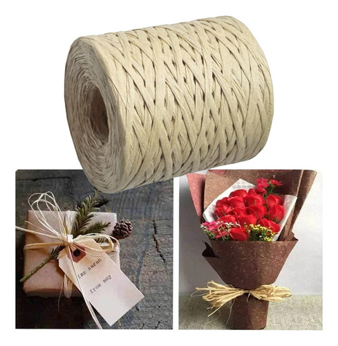 Cuerdas De Hilo De Cinta De Papel De Rafia Natural 1 Rollo
