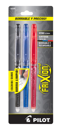 3 Boligrafo Gel Borrable Pilot Frixion Point Extra Fino 0.5m