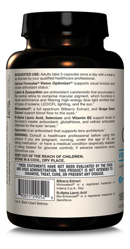 Jarrow Vision Optimizer Cápsulas 180 Salud Ocular