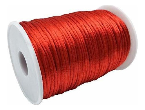 Fqtanju Rojo 2mm X 100 Yardas Cordon De Nylon Satinado, Ratt