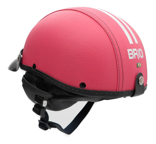 Capacete Coquinho Scooter Moto Elétrica Bike Couro Rosa