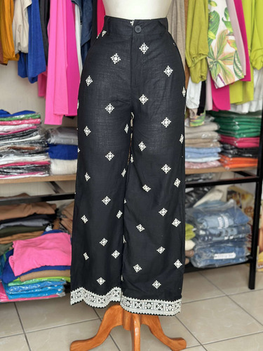 Pantalón De Vestir Mujer Recto Tiro Alto Elástico Cintura