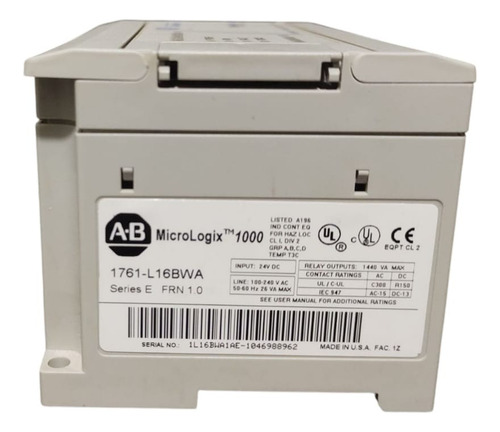 Allen Bradley 1761-l16bwa Plc Micrologix 1000 (Usado)