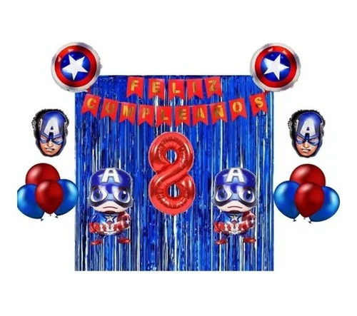 Combo De Globos Metalizados Capitan America Super Héroes