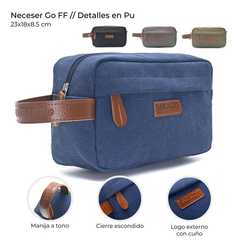 Neceser Go Hombre Bolso Ejecutivo Club Deportivo Wanderlust Verde Musgo 23x18x8