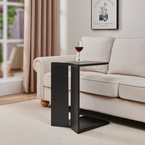 Cozymatic Mika Mesa Auxiliar En Forma De C Mesa Auxiliar Negro