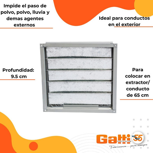 Persiana Metálica Movil Extractor De Aire 65 Cm Baño/cocina Gatti Ventilación