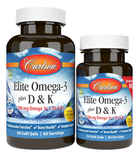 Carlson Elite Omega 3 Plus 700mg + D3 Y K2 90 Capsulas