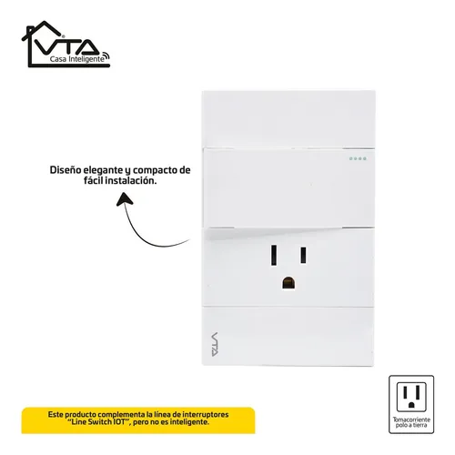 Toma P/t + Interruptor Sencillo Switch Iot Blanco