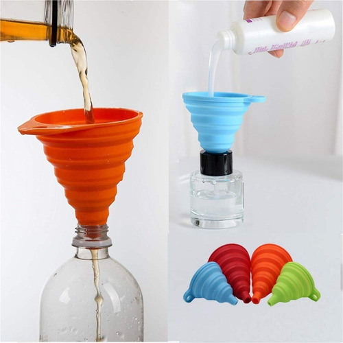 Kit 4 Embudos Cocina, Embudo Silicona Plegable Cocina