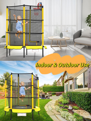 Langxun 60 Trampoline Para Niños Con Aro De Baloncesto, 5 Al